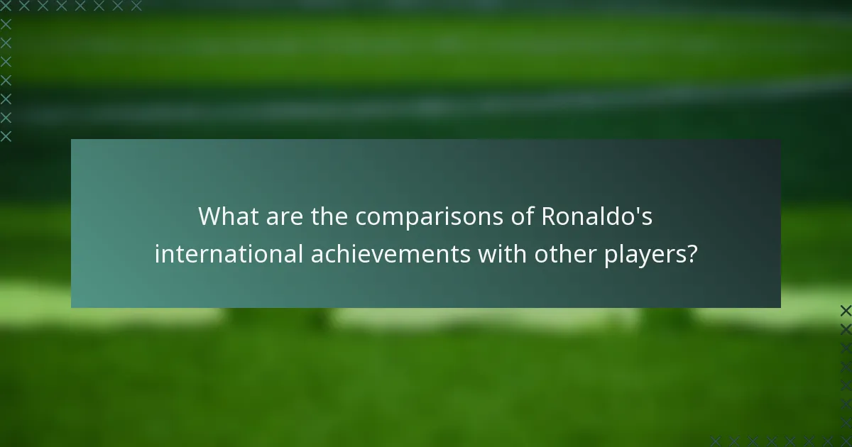 What are the comparisons of Ronaldo's international achievements with other players?