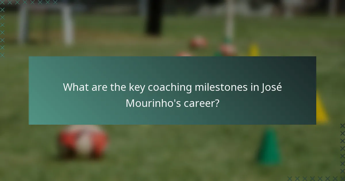 What are the key coaching milestones in José Mourinho's career?