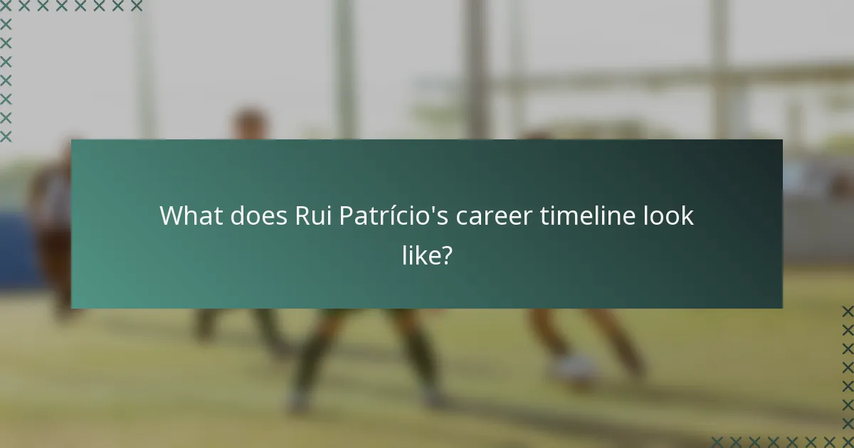 What does Rui Patrício's career timeline look like?