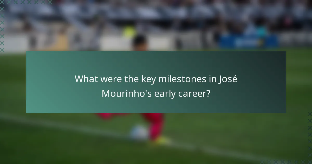 What were the key milestones in José Mourinho's early career?
